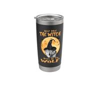 Never Mind The Witch Beware Of The Wolf Halloween Vaso térmico de acero inoxidable de doble pared