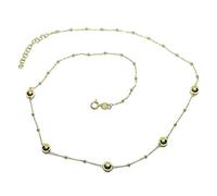 Never Say Never Cadena para Mujer de Oro Amarillo de 18k con Cadena Forzada picada y bolas de oro brillo de 2 tamaños, 45cm de Largo con Cierre reasa. 2.60 gr de oro de 18k