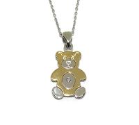 Never Say Never Colgante con un Diamante de 0.03cts y Oro Blanco de 18Ktes y Oro Amarillo de 18Ktes con Cadena. 40cm