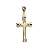 Never Say Never Colgante Cruz Oro Amarillo 18k Sin Cristo, para mujer o comunion. Acabado Premium Mate Brillo Regalo Duradero