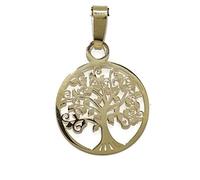 Never Say Never Colgante de oro amarillo de 18k árbol de la vida de 2.00cm de diámetro. Plano