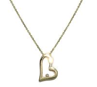 Never Say Never Collar con Colgante Corazón en oro amarillo de 18K y un diamante talla brillante de 0.015cts con cadena de eslabón forzado de 40cm de largo.