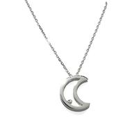 Never Say Never Collar de 0.015cts de Diamantes en Oro Blanco de 18ktes Media Luna de Moda! 40cm