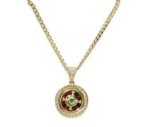 Never Say Never Collar de oro 18k con colgante ruleta esmaltada a mano, circonitas y centro móvil. Cadena 60.00cm. Conjunto: 9.75 gr de oro de 18k