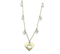 Never Say Never Collar de oro amarillo de 18 Ktes con corazon y circonitas. 45cm