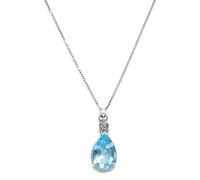 Never Say Never Collar de oro blanco de 18k con un topacio azul de 2.20 cts, y un diamante de 0.02cts de color y brillo extraordinarios, con cadena veneciana de 45cm todo oro de 18k