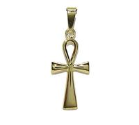 Never Say Never Cruz de la Vida de Oro Amarillo de 18k Brillo para bebé. 1.00gr de Oro de 18k Tamaño de la Cruz, 2.00cm de Alta sin el asa y 1.00cm de Ancha. 1mm de Grosor. (2.00)