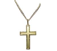 Never Say Never Cruz de Oro Amarillo Macizo de 18k para Hombre Mate y Brillo con Cadena barbada Maciza de 50cm. 5.90 gr de Oro de 18k
