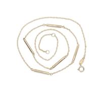 Never Say Never Elegante gargantilla para mujer con cadena forzada y 5 barras todo oro amarillo brillo de 18k. 45cm de larga. Peso; 2.60 gr de oro de 18k.