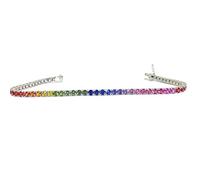 Never Say Never Impresionante Pulsera para Mujer de Oro Blanco de 18k y 6.33cts de zafiros de Color certificados. Recién Fabricada siguiendo la Tendencia Rainbow. Peso; 8.65gr de Oro