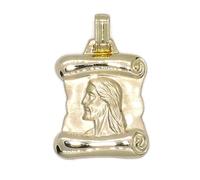 Never Say Never Pergamino grande con la cara de Cristo de oro amarillo de 18k mate y brillo. 5.60gr de oro de 18k