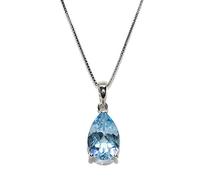Never Say Never Precioso collar de oro blanco de 18k con un topacio azul de 3.65cts, de color y brillo extraordinarios, con cadena veneciana de 45cm todo oro de 18k