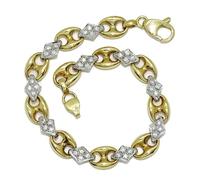 Never Say Never Pulsera de calabrotes de oro amarillo y rombos oro blanco y circonitas todo oro 18k. 14.15gr de oro de 18k