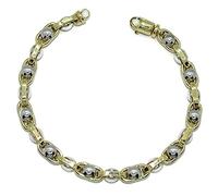 Never Say Never Pulsera para hombre de oro de 18k bicolor, con cadena forzada de 7mm de ancha, largo 22.00cm. Cierre mosquetón grande de seguridad. 13.20 gr de oro de 18k