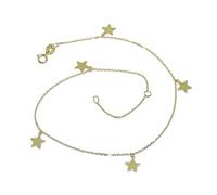 Never Say Never Tobillera de Oro Amarillo de 18k con Cadena Mini-Forzada y 5 Estrellas de 6mm de diámetro Largo; 25cm con Cierre reasa y Anilla para Poner también a 22cm. Peso; 1.15gr de Oro de 18k