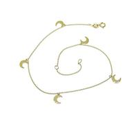 Never Say Never Tobillera de oro amarillo de 18k con cadena mini-forzada y 5 lunas de 6mm de alto Largo; 25cm con cierre reasa y anilla para poner también a 22cm. Peso; 1.15gr de oro de 18k
