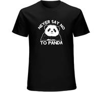 Never Say No to Panda Bear Cute T-Shirt Mens Unisex Black Tees