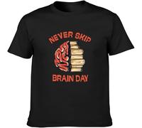 Never Skip Brain Day Philosophy Studying Reading Men T-Shirt Printed Camiseta tee Top Black L