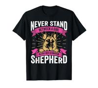 Never Stand Between A Girl and Her German Shepherd Camiseta gráfica económica