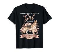 Never Stand Between A Girl and Her German Shepherd Floral Camiseta