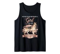 Never Stand Between A Girl and Her German Shepherd Floral Camiseta sin Mangas
