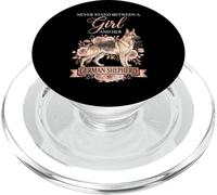 Never Stand Between A Girl and Her German Shepherd Floral PopSockets PopGrip para MagSafe