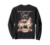 Never Stand Between A Girl and Her German Shepherd Floral Sudadera