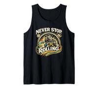 Never Stop Rolling Ruedas Derby Quad Disco Patines Patinador Camiseta sin Mangas