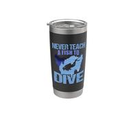 Never Teach A Fish To Dive Scuba Dive Diver Diving Vaso térmico de acero inoxidable de doble pared