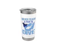 Never Teach A Fish To Dive Scuba Dive Diver Diving Vaso térmico de acero inoxidable de doble pared