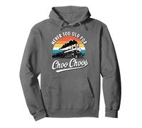 Never Too Old For Choo Choos Observador De Trenes Sudadera con Capucha, Unisex para Adultos, Asfalto, XL