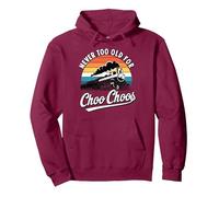 Never Too Old For Choo Choos Observador De Trenes Sudadera con Capucha, Unisex para Adultos, Granate, XXL
