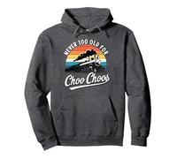 Never Too Old For Choo Choos Observador De Trenes Sudadera con Capucha, Unisex para Adultos, Jaspeado Oscuro, XXL
