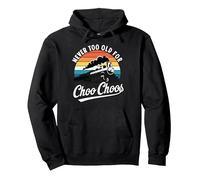 Never Too Old For Choo Choos Observador De Trenes Sudadera con Capucha, Unisex para Adultos, Negro, XL