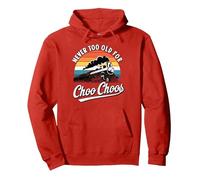 Never Too Old For Choo Choos Observador De Trenes Sudadera con Capucha, Unisex para Adultos, Rojo, L