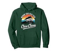 Never Too Old For Choo Choos Observador De Trenes Sudadera con Capucha, Unisex para Adultos, Verde Bosque, L