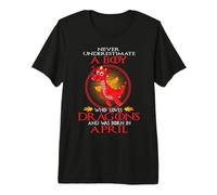 Never Underestimate A Boy Loves Dragons Born In April Camiseta Premium