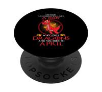 Never Underestimate A Boy Loves Dragons Born In April PopSockets PopGrip Adhesivo