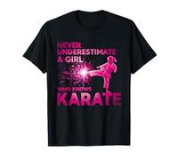 Never Underestimate a Girl Who Knows Karate para Chicas Camiseta