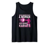 Never Underestimate a Woman Who Knows Karate Frase Divertida Camiseta sin Mangas
