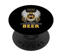 Never Underestimate A Woman Who Loves Beer Team Drinking PopSockets PopGrip Adhesivo