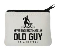 Never Underestimate an Old Guy On A Bicycle - Monedero de neopreno (10 x 11 cm), color blanco, White, Talla única
