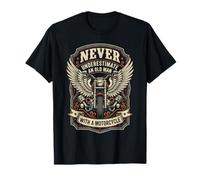 Never Underestimate an Old Man Biker Funny Mens Motorcycle Camiseta