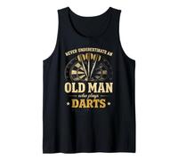 Never Underestimate An Old Man Darts Funny Dart Player Camiseta sin Mangas