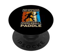 Never Underestimate an Old Man Divertido Jugador de Pickleball PopSockets PopGrip Adhesivo