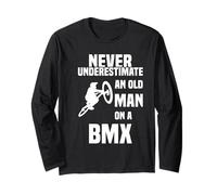 Never Underestimate an Old Man on a BMX Bicicleta en Salto Manga Larga