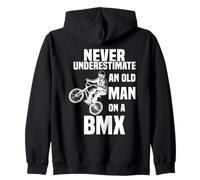 Never Underestimate an Old Man on a BMX Skelett Monta BMX Sudadera con Capucha