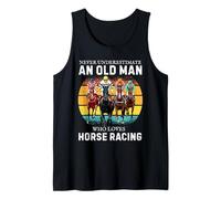 Never Underestimate an Old Man Who Loves Horse Racing Camiseta sin Mangas