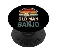 Never Underestimate An Old Man with A Banjo PopSockets PopGrip Adhesivo