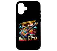 Never Underestimate An Old Man with A Bass Guitar Bassist Carcasa para iPhone 16